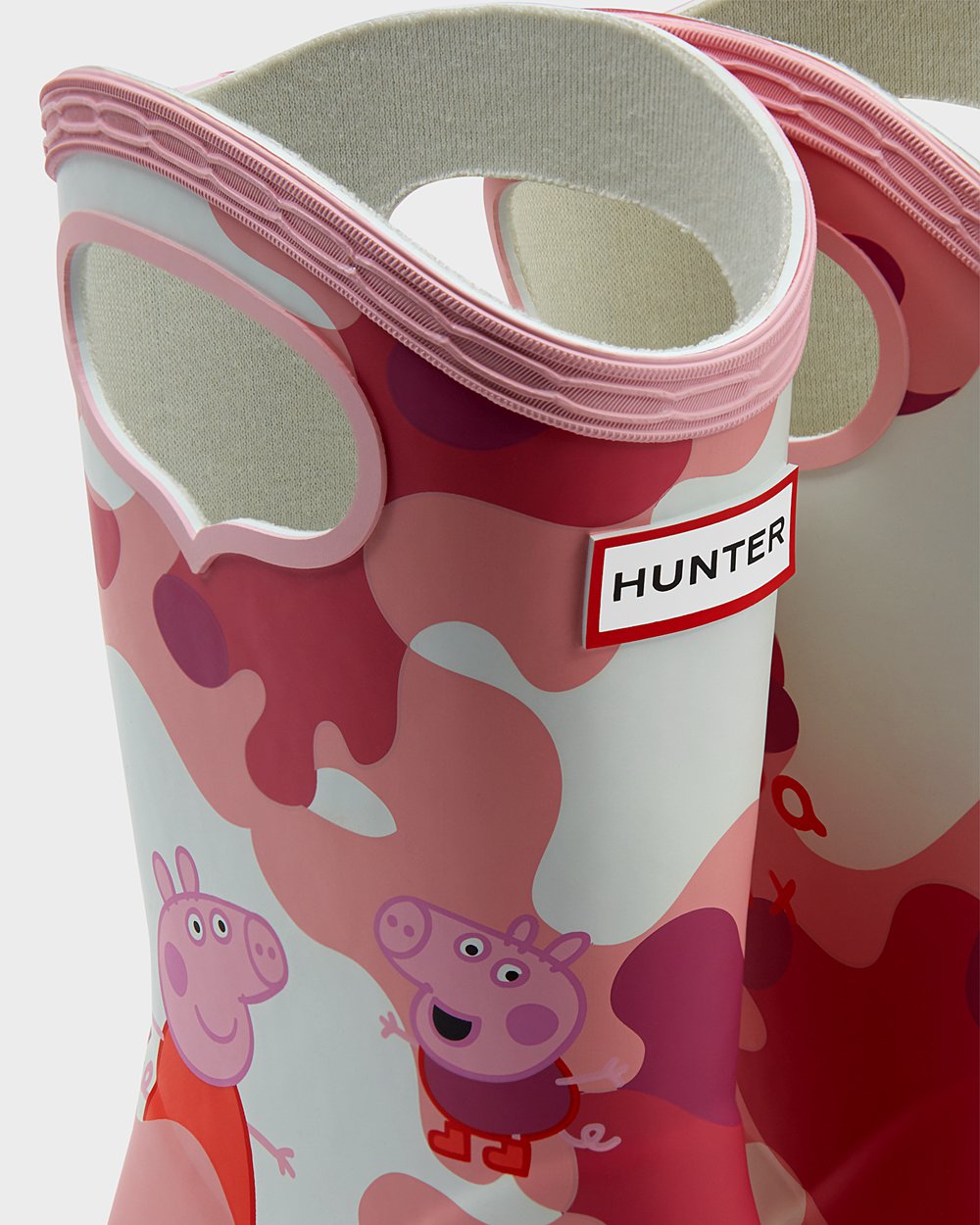 Gumowce Dziecięce - Hunter Original First Peppa Pig Grab Handle - Różowe - IXZC-51962